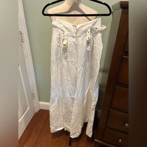 Elegant White Belted Women's palazzo pants